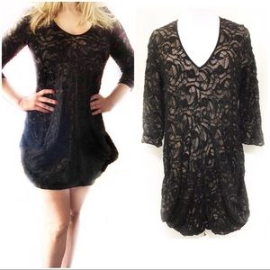 Anne Fontaine 12 Black Lace Tunic Dress Coline